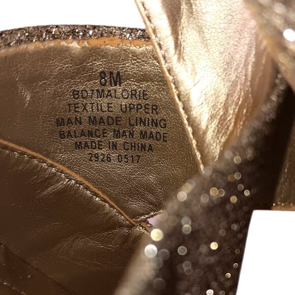 Bandolino Sparkly Metallic Dressy Heels 8 Gold Elastic Slingback Prom Dance Hoco - Picture 8 of 11